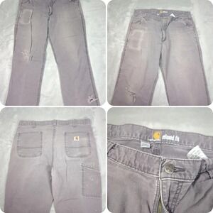 Carhartt Canvas Pants 38x30 Mens Gray Rugged Flex Relaxed‎ Distressed Corpcore